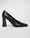 Bottega Veneta Mixed Leather Block-heel Pumps In Black Black