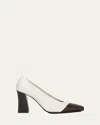 Bottega Veneta Mixed Leather Block-heel Pumps In White Fondant