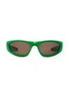 Bottega Veneta Mixed Materials Sunglasses In Green