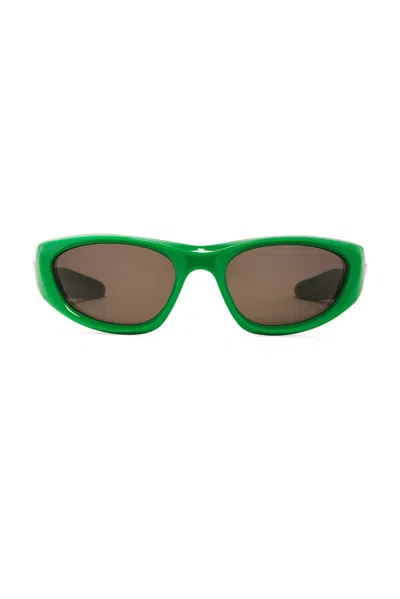 Bottega Veneta Mixed Materials Sunglasses In Green