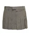 Bottega Veneta Mélange Pleated Miniskirt In Gray