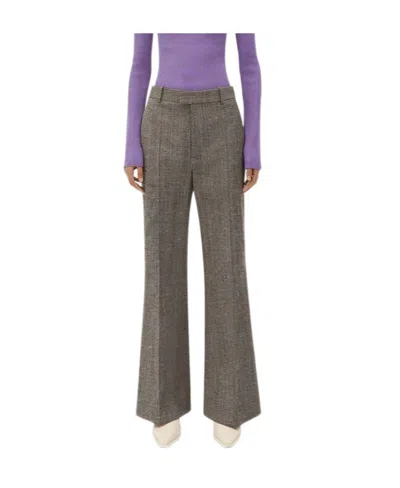 Bottega Veneta Mélange Tailored Flared Trousers In Green