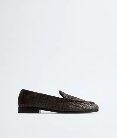 Bottega Veneta Silenzio Intrecciato Leather Loafers In Brown
