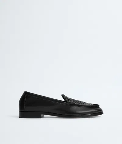 Bottega Veneta Silenzio Leather Loafers Featuring Woven Detail In Black