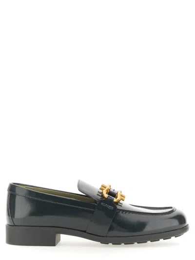 Bottega Veneta Black Loafers With Rounded Toe And Gold Hardware