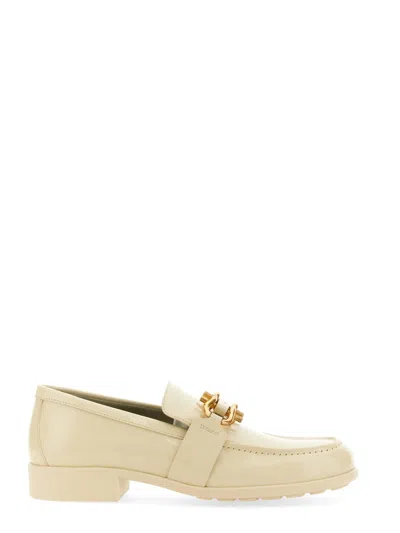 Bottega Veneta Sophisticated Moccasin Loafers With Rubber Sole In White