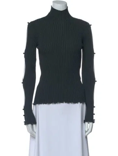 Pre-owned Bottega Veneta Mock Neck Long Sleeve Blouse In Green