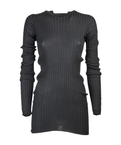 Bottega Veneta Mock-neck Ribbed Jumper In Black