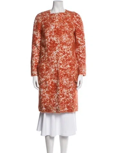 Pre-owned Bottega Veneta Mohair Patterned Coat In Orange