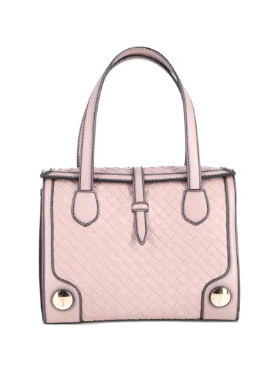 Pre-owned Bottega Veneta Monaco Leather Woven Tote Bag In Pink
