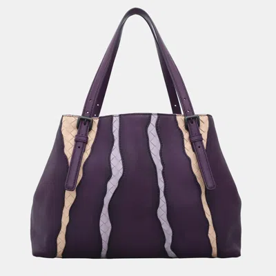 Pre-owned Bottega Veneta Monalisa Intrecciato Leather Tote Bag In Purple