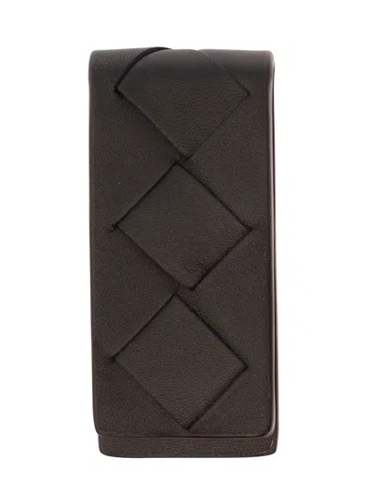 Bottega Veneta Money Clip Intreccio In Leather In Black