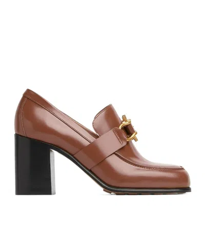Bottega Veneta Monsieur Calfskin Leather Bit Pumps In Brown