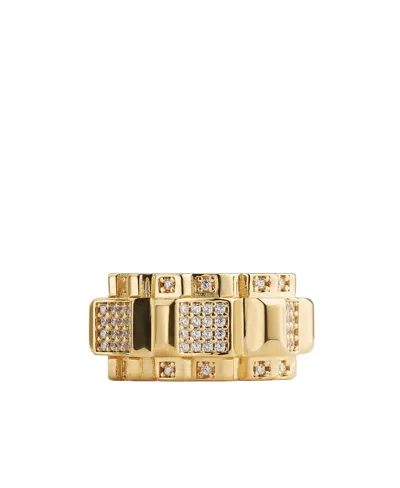 Bottega Veneta Mosaic Design Ring In Yellow