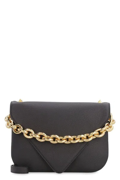 Bottega Veneta Stylish Black Leather Envelope Handbag For Fashionable Women