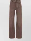 Bottega Veneta Wide-leg Denim Trousers With Pockets And Belt Loops In Brown