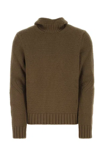 Bottega Veneta Mud Wool Blend Sweater In Dark Brown