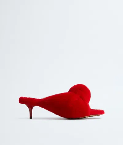 Bottega Veneta Carded Merino Wool Knotted Kitten-heel Sandals In Red
