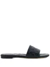 Bottega Veneta Braided Pattern Amy Flat Mule Shoes In Black