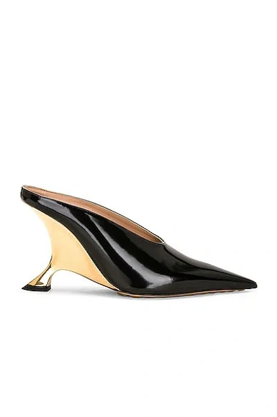 Bottega Veneta Rocket Reflective Leather Pumps With Gold-tone Heel In Black