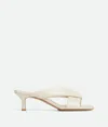 Bottega Veneta Riva Micro Woven Nappa Leather Kitten-heel Sandals In White