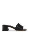 Bottega Veneta Women Leather Heel Sandals With Intrecciato Motif In Black