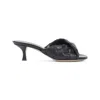 Bottega Veneta Interciato Woven Twist Mule Sandals In Black