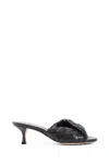 Bottega Veneta Interciato Woven Twist Mule Sandals In Black