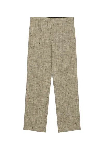 Bottega Veneta Multi Colour Fleck Viscose Straight Trousers In Brown