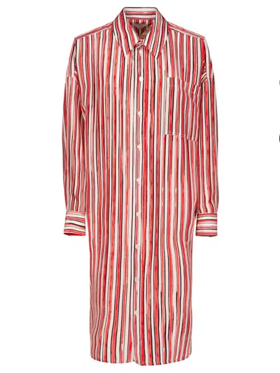 Bottega Veneta Multi Stripe Silk Kaftan Dress Clothing In Multicolour