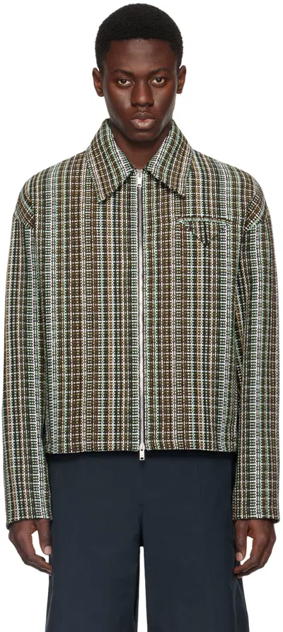 Bottega Veneta Multicolor Check Jacket In 1191 Bl/brw