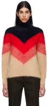 Bottega Veneta Women's Chevron Wool & Mohair Turtleneck Sweater In 8481 Mid.blue/tomato