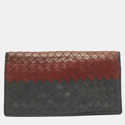 Pre-owned Bottega Veneta Multicolor Intrecciato Leather Bifold Long Wallet