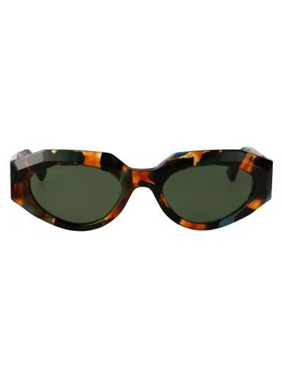 Bottega Veneta Multicolor-multicolor-green Recycled Acetate Sunglasses In Brown