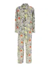 Bottega Veneta Womens Chalk Hibiscus Khaki Flower-print Wide-leg High-rise Woven-blend Pyjama Set In Multicolor