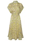 Bottega Veneta Abito In Seta Con Stampa Mini Daisy In Multicolor