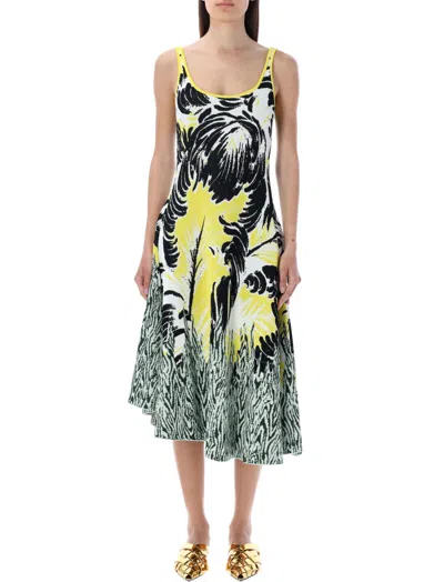 BOTTEGA VENETA MULTICOLOR SLEEVELESS PRINTED DRESS