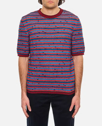BOTTEGA VENETA MULTICOLOR STRIPED PATTERN CREWNECK T-SHIRT