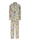 Bottega Veneta Womens Chalk Hibiscus Khaki Flower-print Wide-leg High-rise Woven-blend Pyjama Set In Multicolor