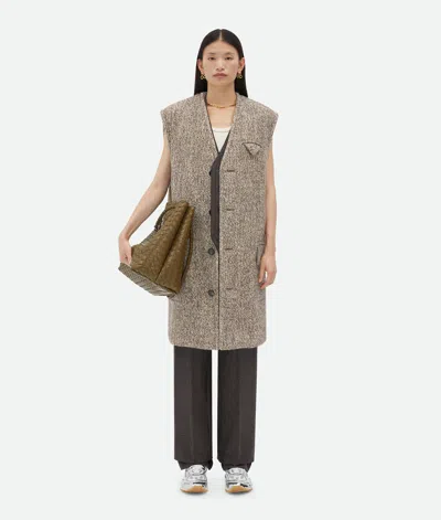 Bottega Veneta Multicolour Wool Felt Gilet Coat In Brown