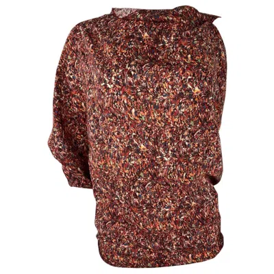 Pre-owned Bottega Veneta Multicolored Short Sleeves Blouse Top, Size 38 In Brown