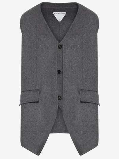 Bottega Veneta Multi-layered Wool Vest In Gray