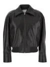 Bottega Veneta Intrecciato Collar Leather Jacket In Multicolor