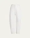 Bottega Veneta Napa Leather Rounded Leg Trousers In Bianco