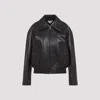 Bottega Veneta Intrecciato Collar Leather Jacket In Black