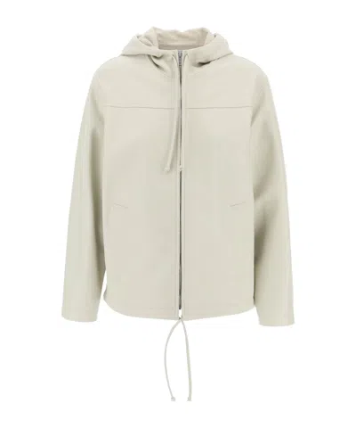 Bottega Veneta Nappa Hoodeed Jacket In White