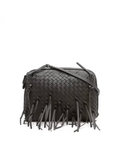 Bottega Veneta Nappa Intrecciato Fringe Bag In Black