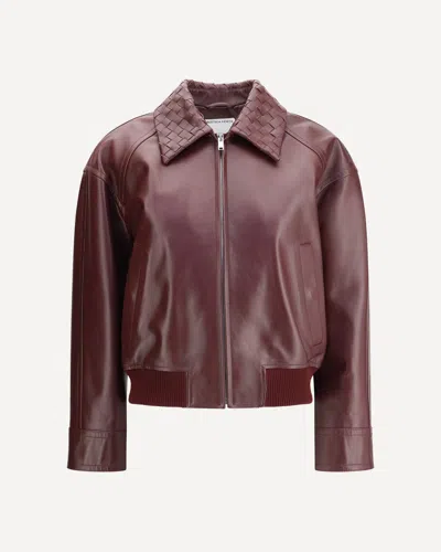 BOTTEGA VENETA NAPPA LAMBSKIN JACKET WITH INTRECCIATO COLLAR