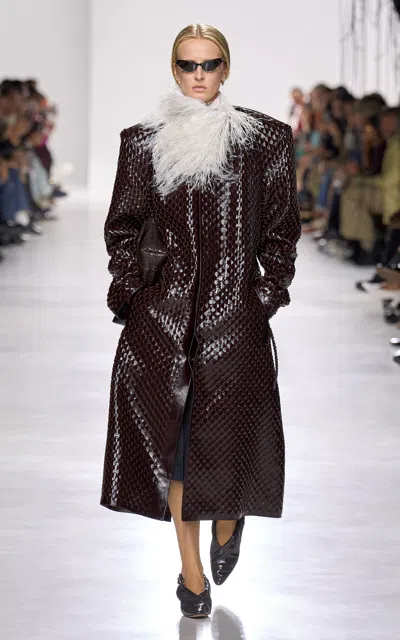 Bottega Veneta Nappa Leather And Feathers Scarf In White