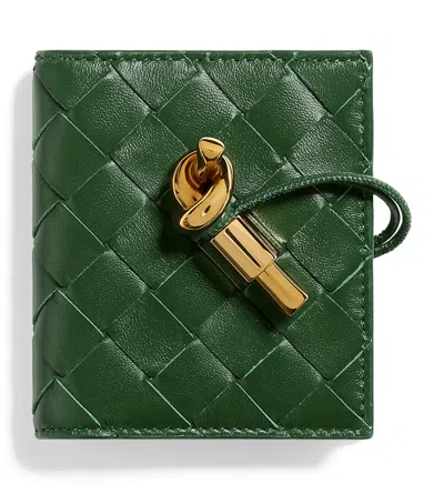 Bottega Veneta Nappa Leather Andiamo Flap Card Holder In Green